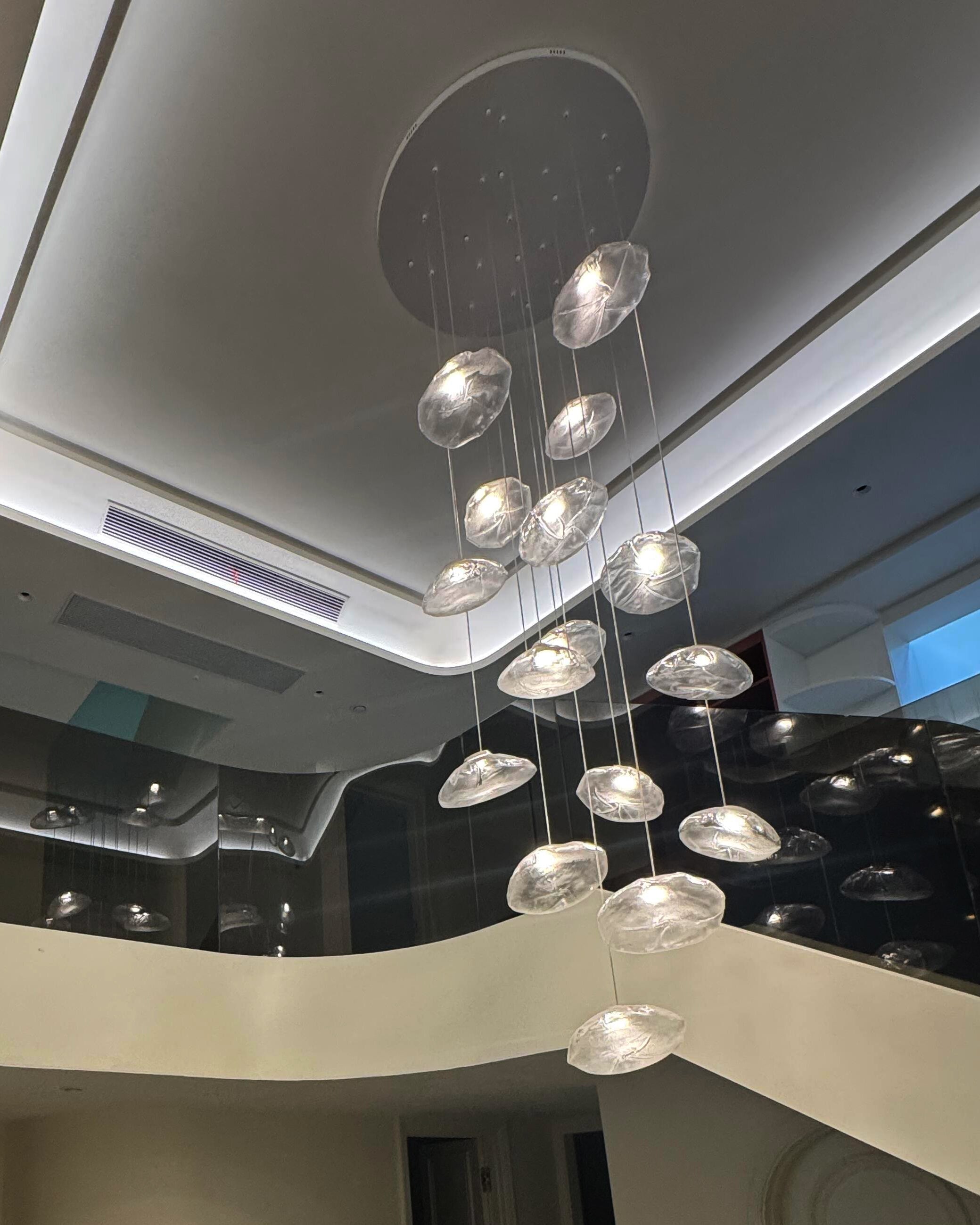 WOMO Blown Glass Cascade Pendant Chandelier-WM2101b