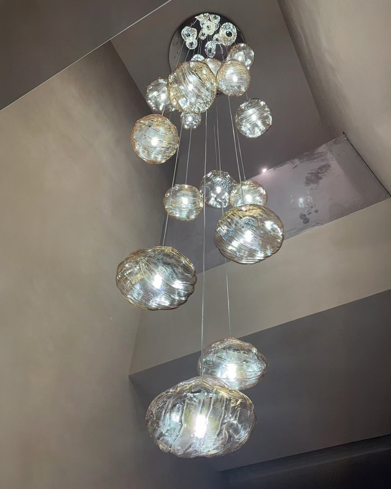 WOMO Blown Glass Cascade Pendant Chandelier-WM2101b