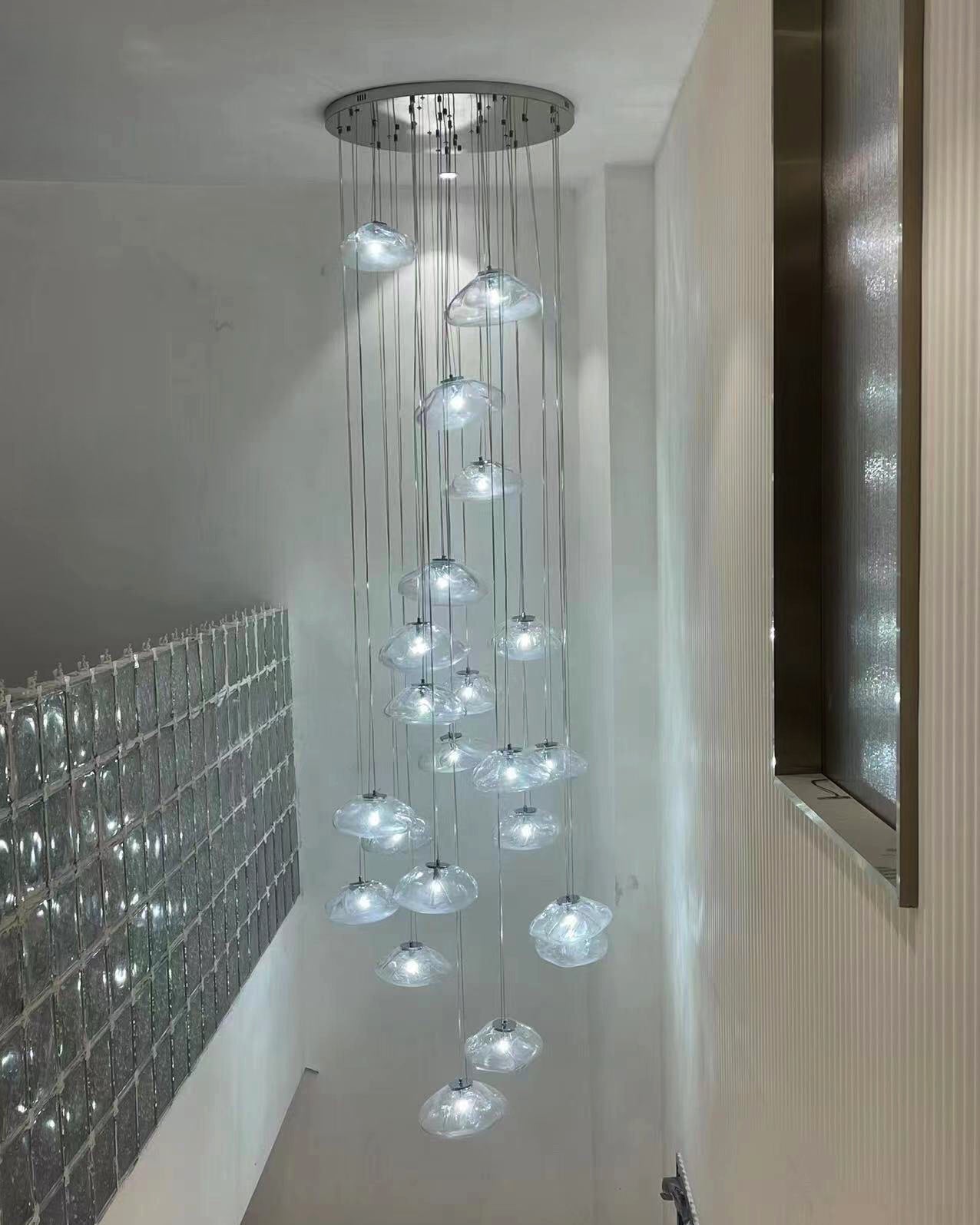 WOMO Blown Glass Cascade Pendant Chandelier-WM2101b