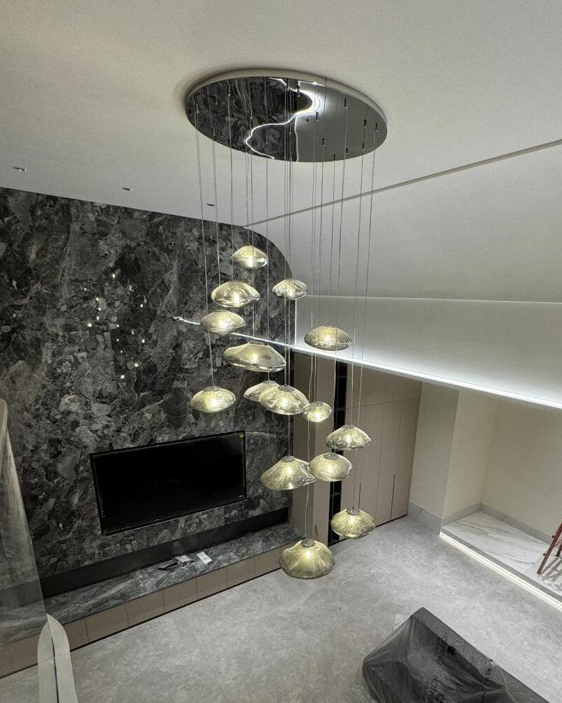 WOMO Blown Glass Cascade Pendant Chandelier-WM2101b
