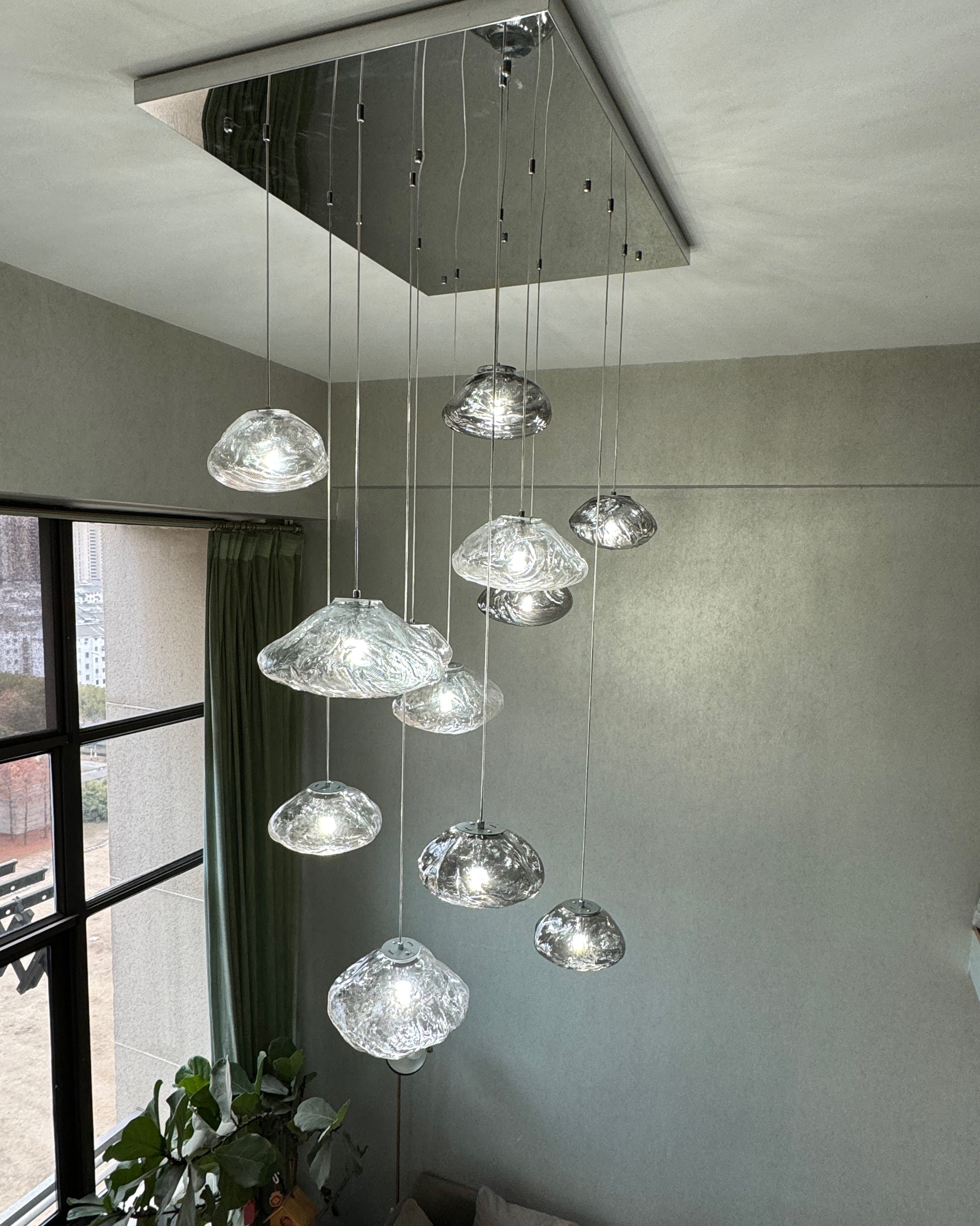 WOMO Blown Glass Cascade Pendant Chandelier-WM2101b