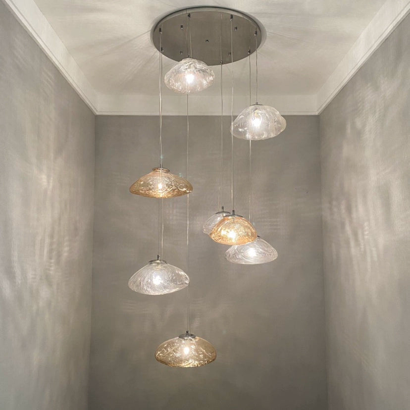 WOMO Blown Glass Cascade Pendant Chandelier-WM2101b