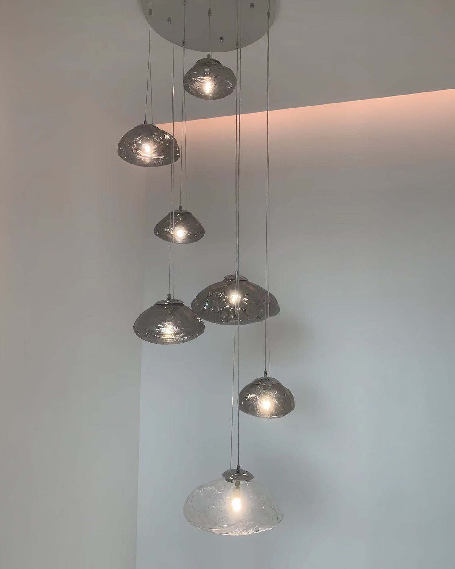 WOMO Blown Glass Cascade Pendant Chandelier-WM2101b