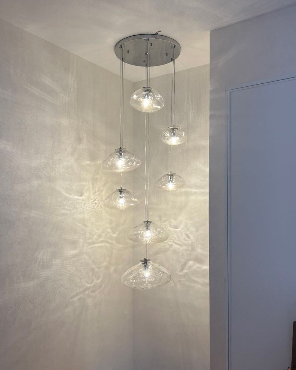 WOMO Blown Glass Cascade Pendant Chandelier-WM2101b