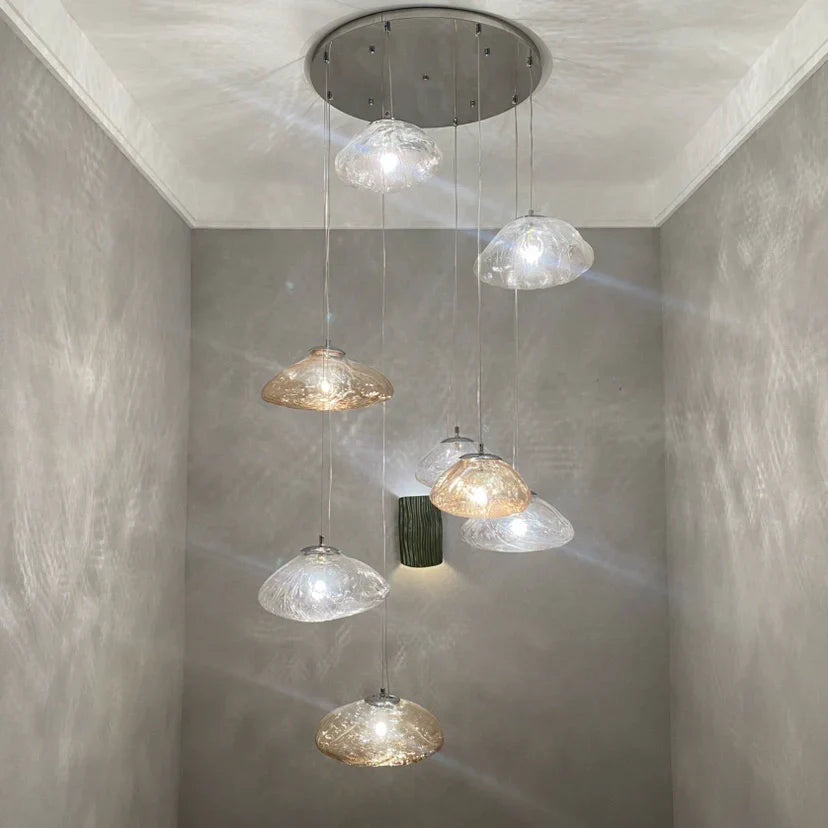 WOMO Blown Glass Cascade Pendant Chandelier-WM2101b