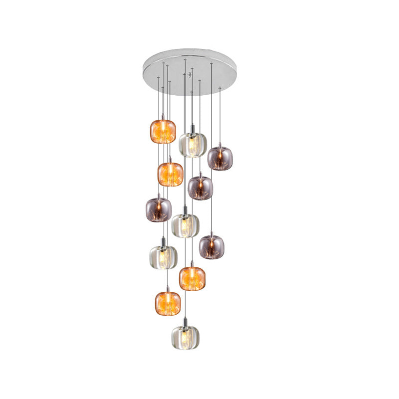 Lustre multi-pendentifs en verre coloré WOMO-WM2111