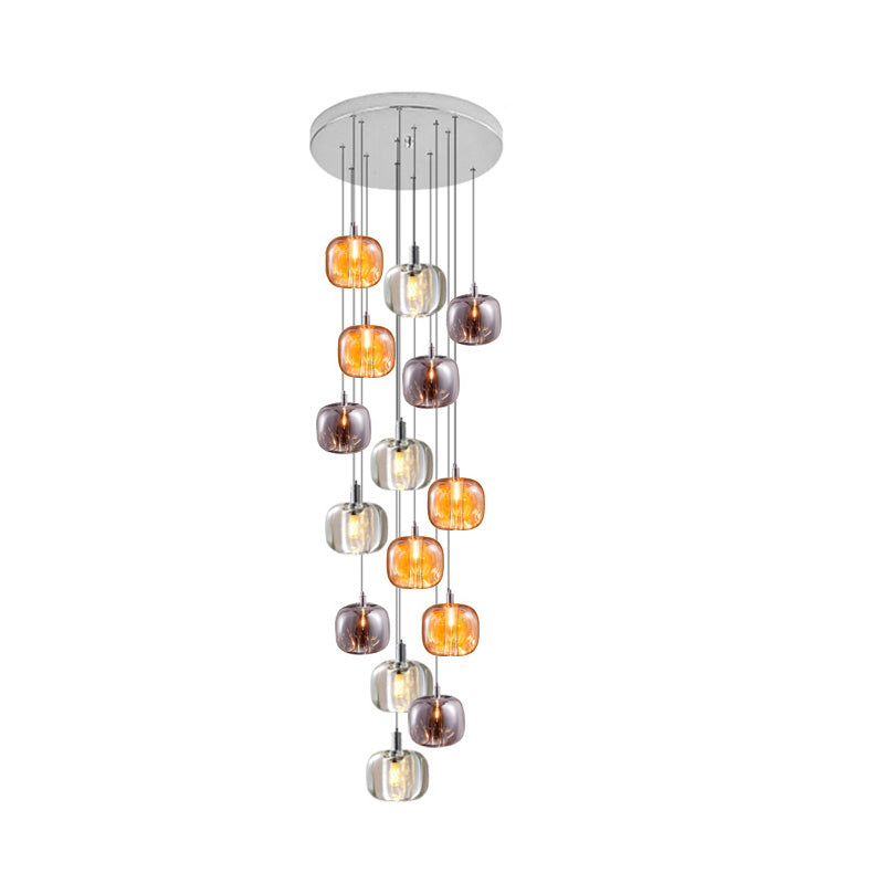 Lustre multi-pendentifs en verre coloré WOMO-WM2111