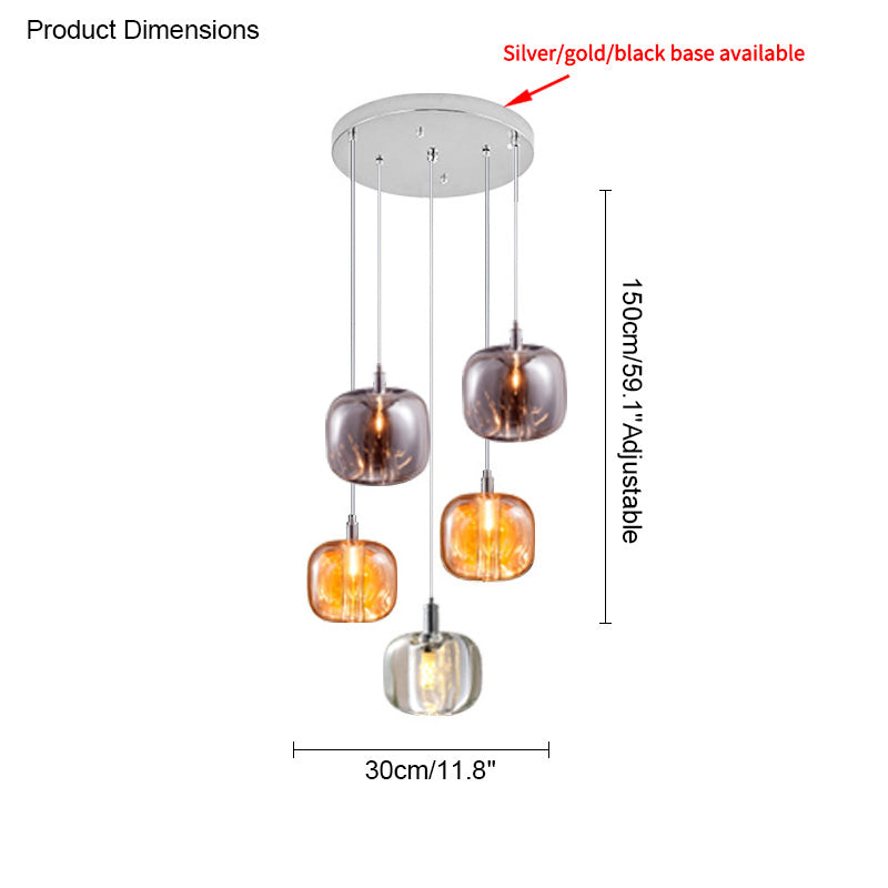 Lustre multi-pendentifs en verre coloré WOMO-WM2111
