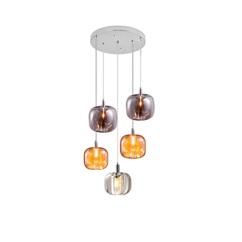 Lustre multi-pendentifs en verre coloré WOMO-WM2111
