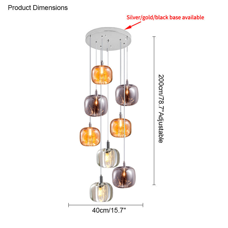 Lustre multi-pendentifs en verre coloré WOMO-WM2111