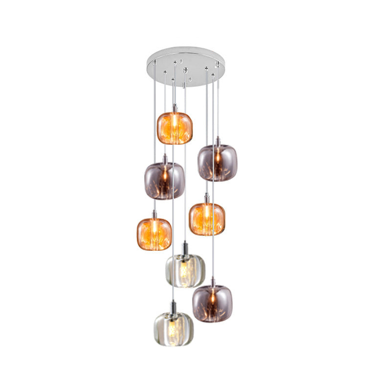 Lustre multi-pendentifs en verre coloré WOMO-WM2111