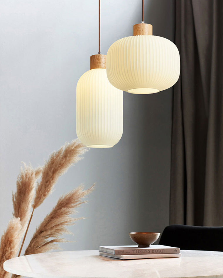 WOMO Suspension Verre Strié Opaline Cuisine Japonaise-WM2115