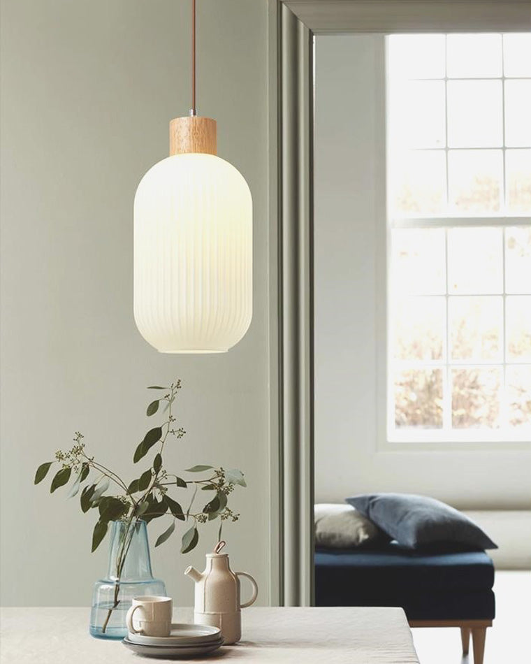WOMO Suspension Verre Strié Opaline Cuisine Japonaise-WM2115