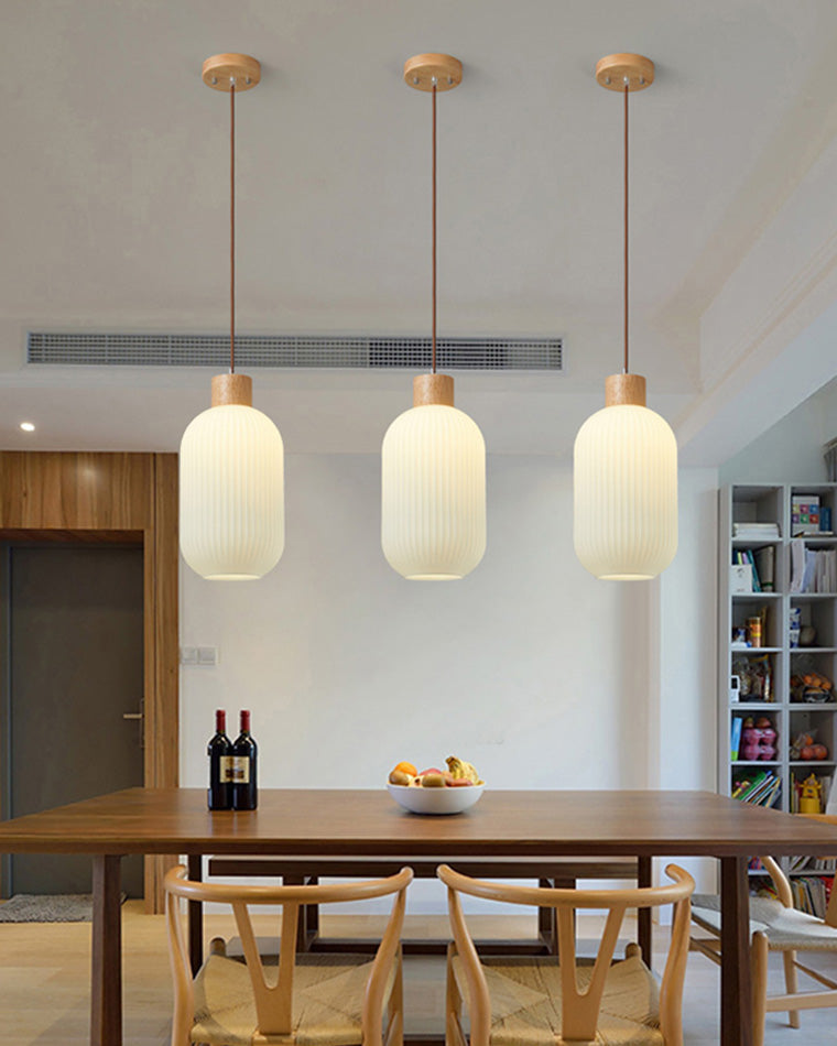 WOMO Suspension Verre Strié Opaline Cuisine Japonaise-WM2115