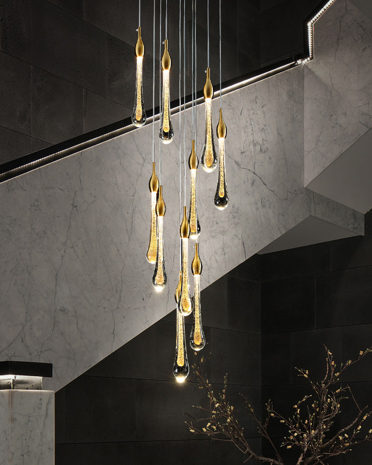 WOMO Lustre Spirale Goutte d Eau Cristal Escalier-WM2124