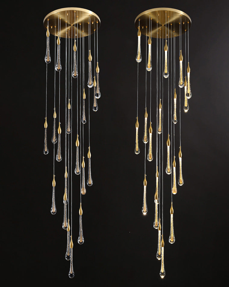 WOMO Lustre Spirale Goutte d Eau Cristal Escalier-WM2124