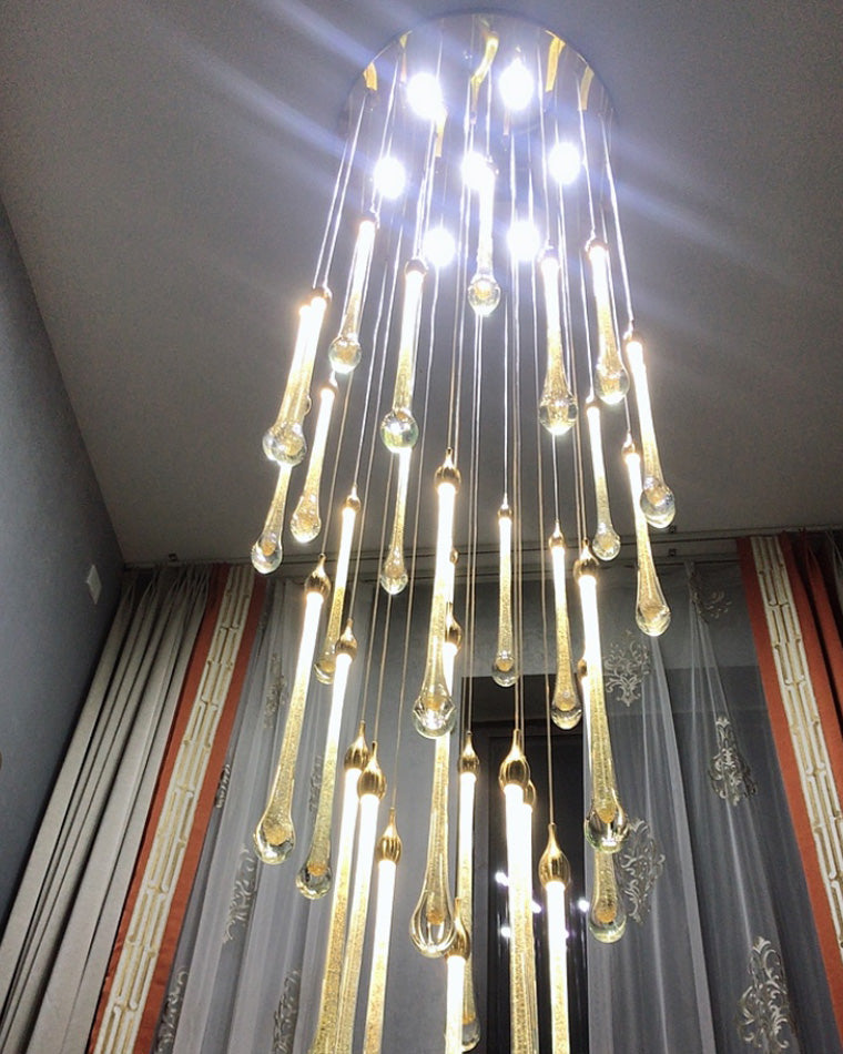 WOMO Lustre Spirale Goutte d Eau Cristal Escalier-WM2124