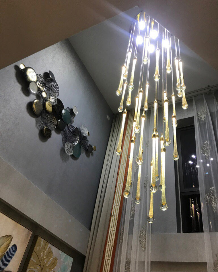 WOMO Lustre Spirale Goutte d Eau Cristal Escalier-WM2124