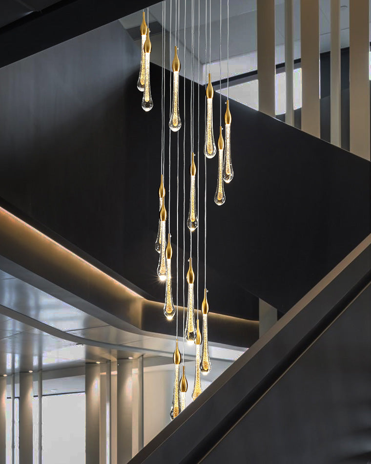 WOMO Lustre Spirale Goutte d Eau Cristal Escalier-WM2124
