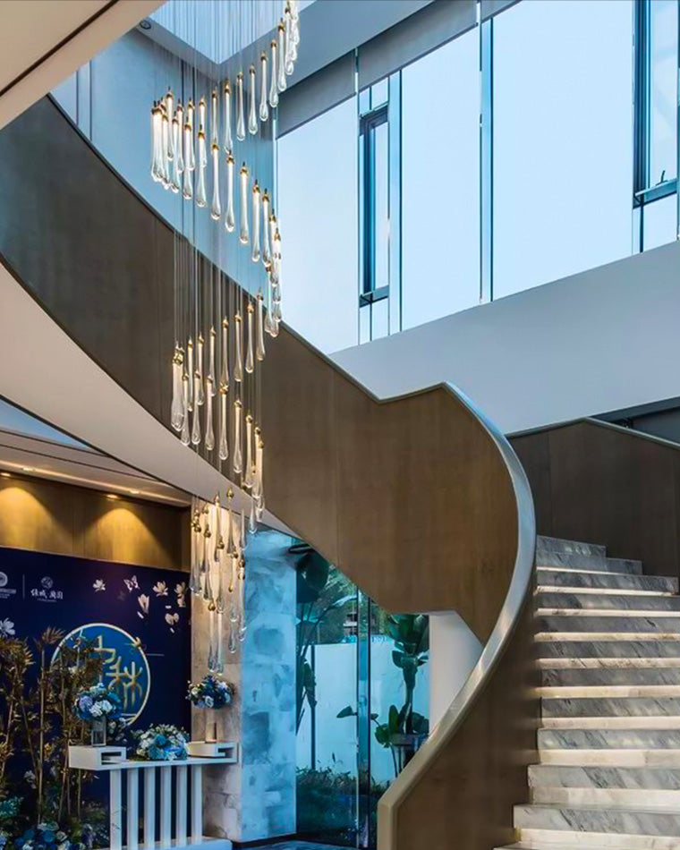 WOMO Lustre Spirale Goutte d Eau Cristal Escalier-WM2124