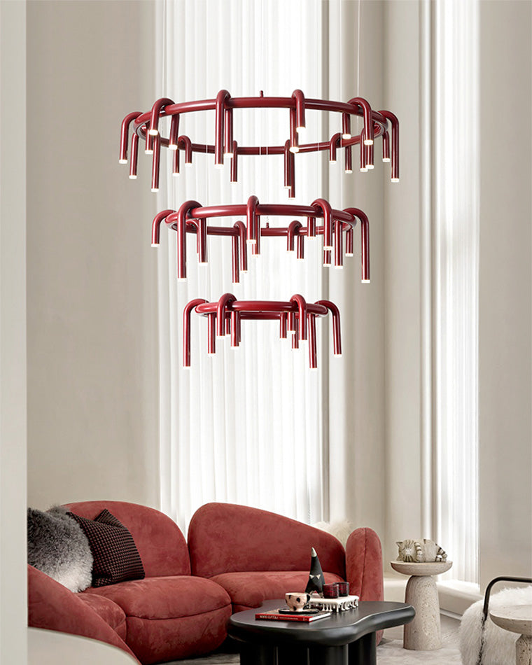 Lustre rond rouge WOMO U-tubes-WM2157