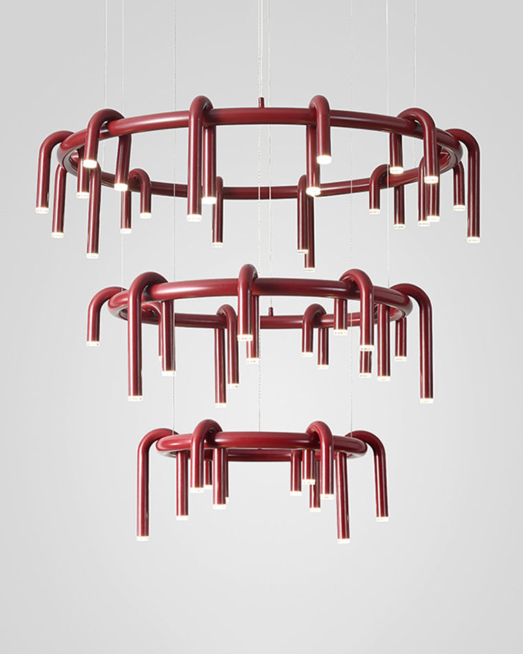 Lustre rond rouge WOMO U-tubes-WM2157