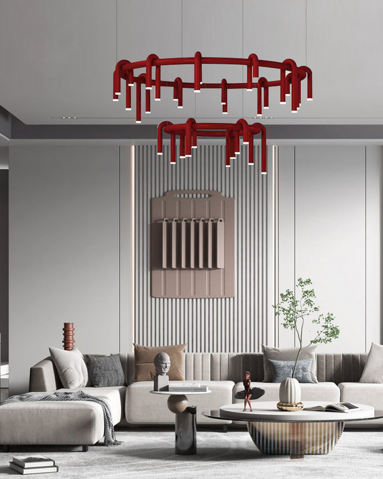 Lustre rond rouge WOMO U-tubes-WM2157