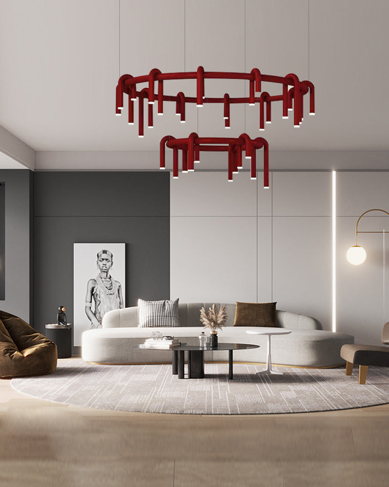 Lustre rond rouge WOMO U-tubes-WM2157