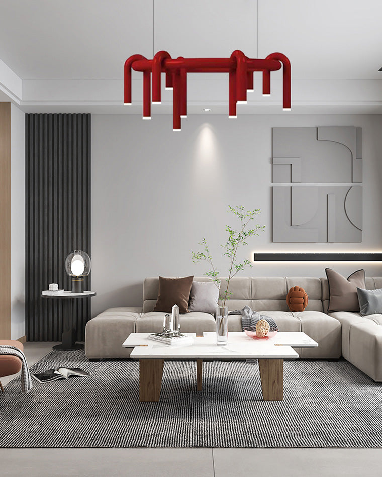 Lustre rond rouge WOMO U-tubes-WM2157