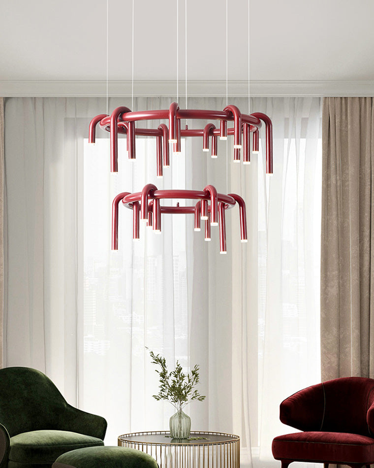 Lustre rond rouge WOMO U-tubes-WM2157