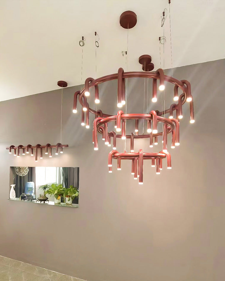 Lustre rond rouge WOMO U-tubes-WM2157