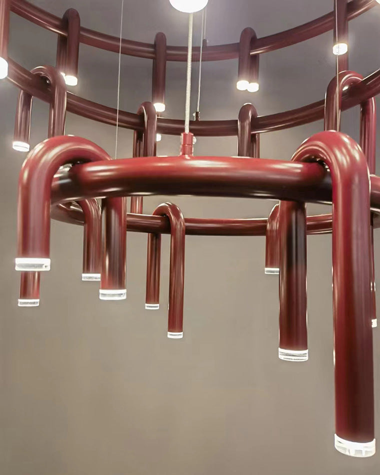 Lustre rond rouge WOMO U-tubes-WM2157