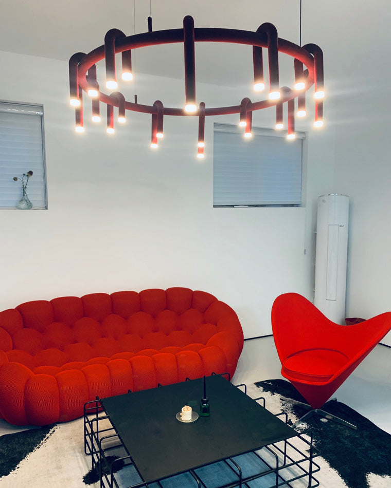 Lustre rond rouge WOMO U-tubes-WM2157