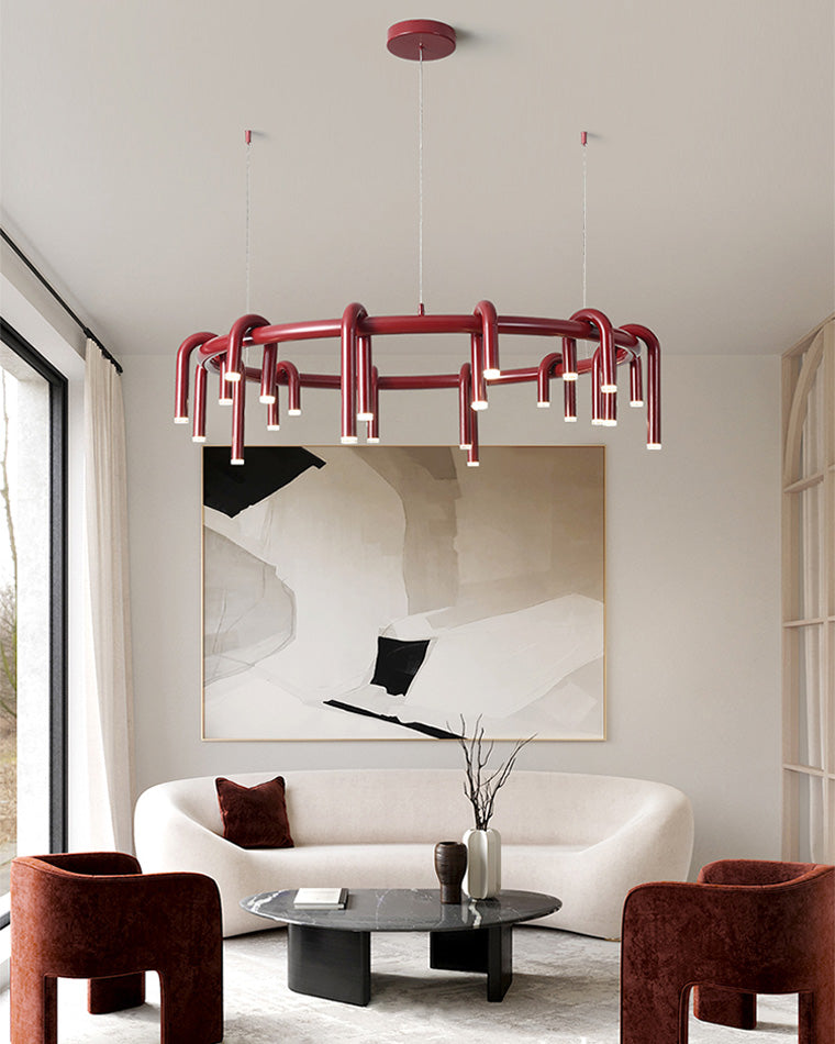 Lustre rond rouge WOMO U-tubes-WM2157