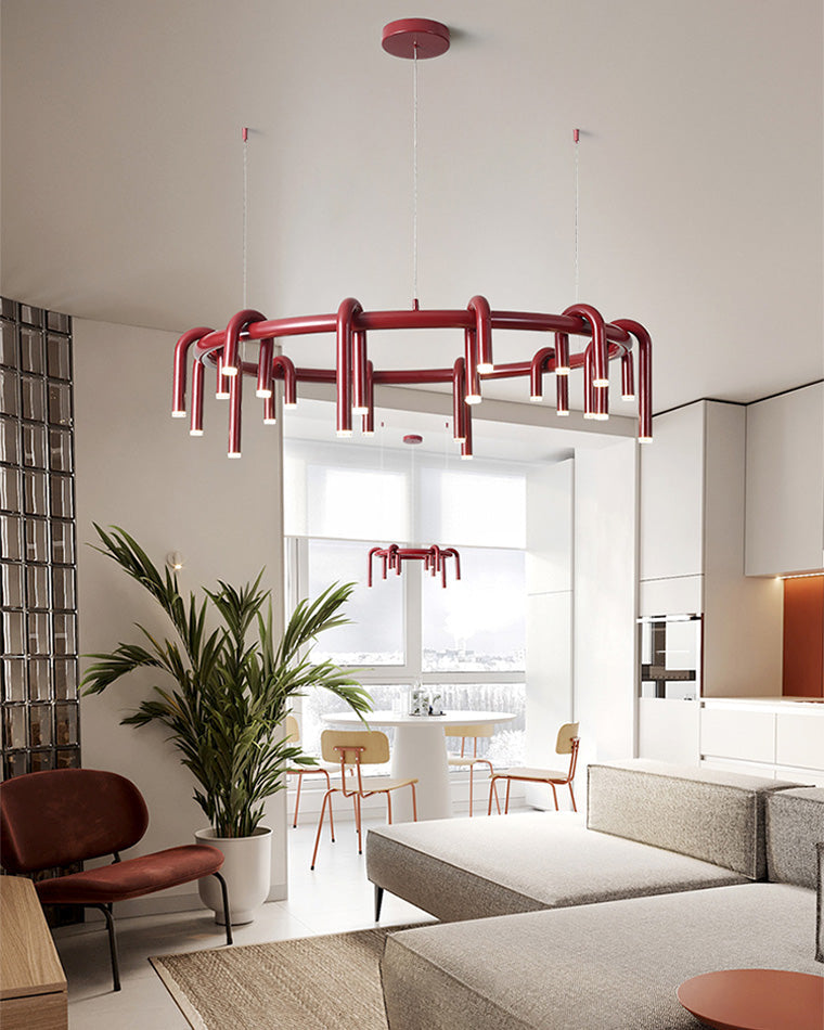 Lustre rond rouge WOMO U-tubes-WM2157