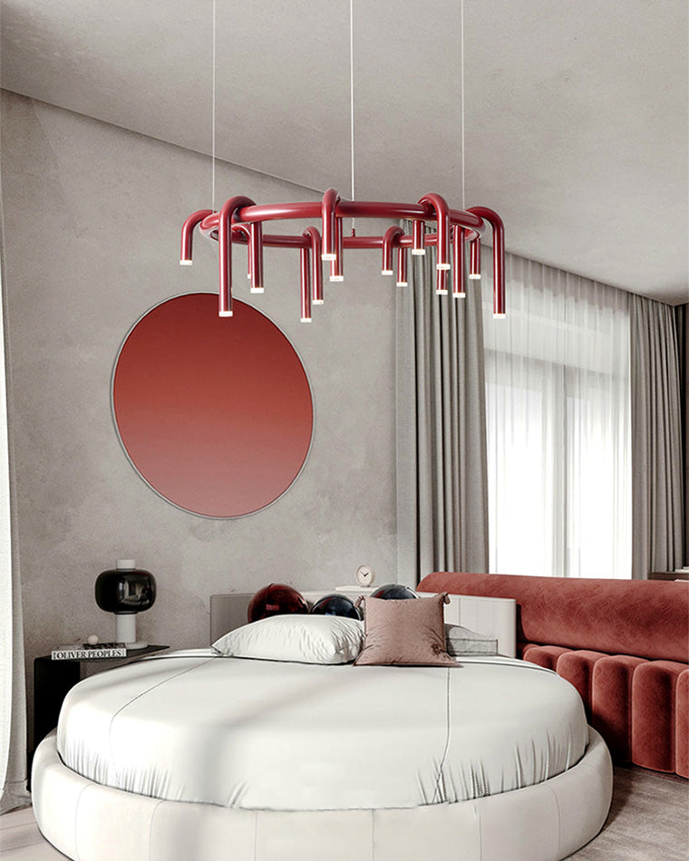 Lustre rond rouge WOMO U-tubes-WM2157