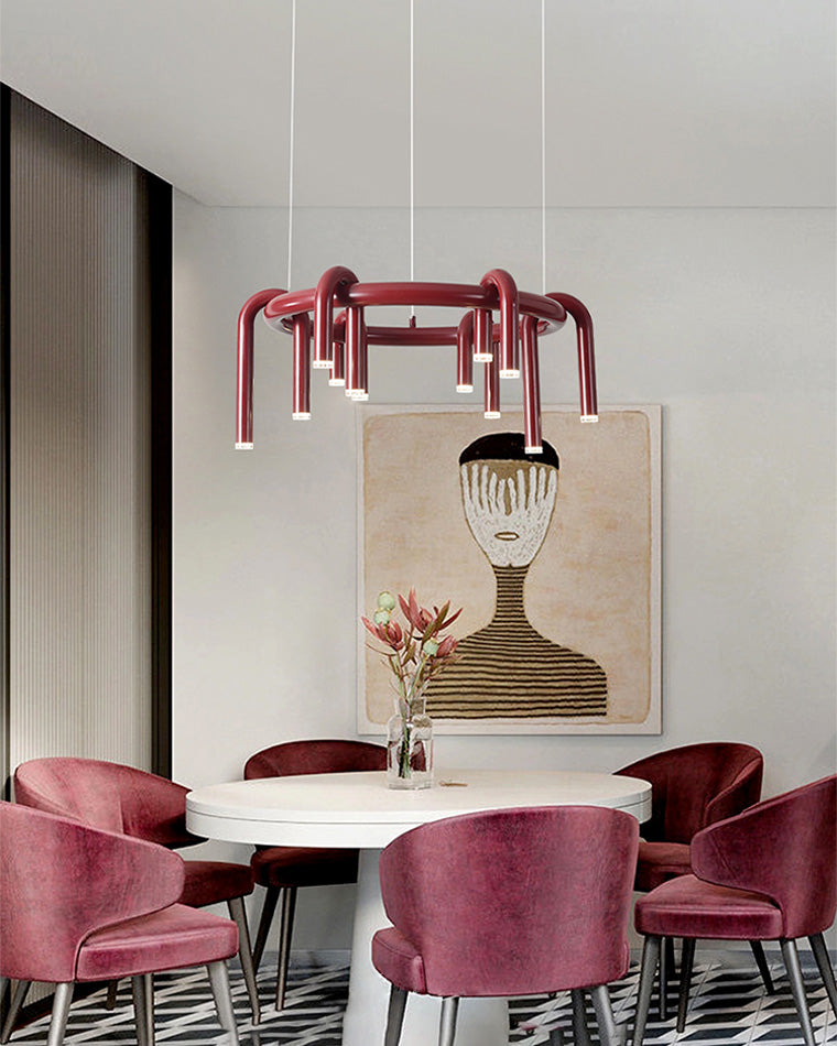 Lustre rond rouge WOMO U-tubes-WM2157