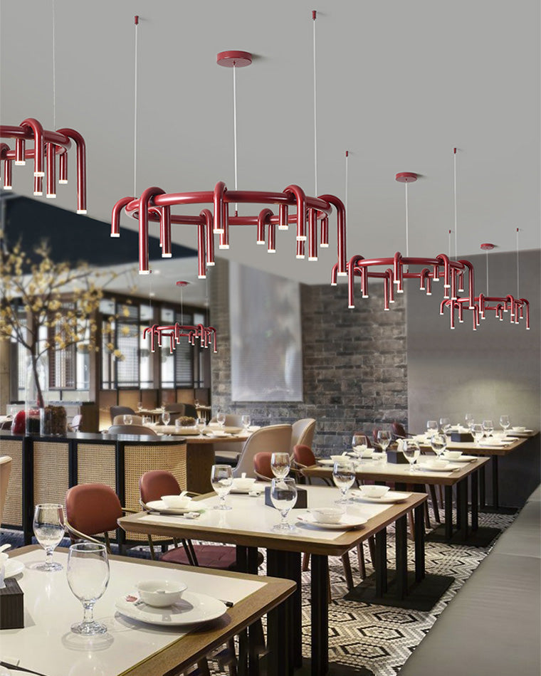 Lustre rond rouge WOMO U-tubes-WM2157