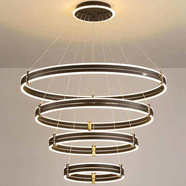 WOMO LED Ring Chandelier Black Modern-WM2172