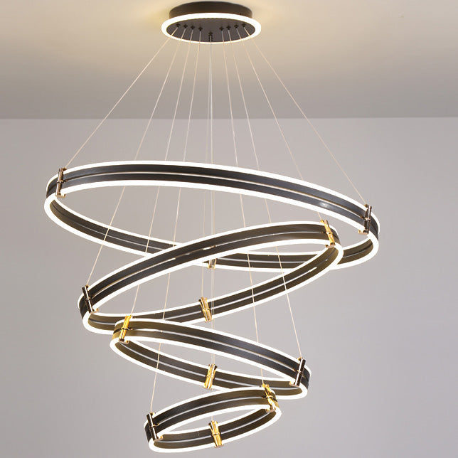 WOMO LED Ring Chandelier Black Modern-WM2172