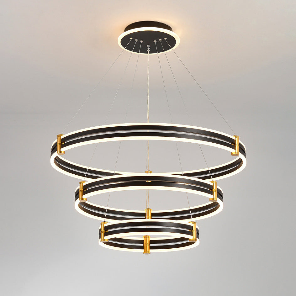 WOMO LED Ring Chandelier Black Modern-WM2172