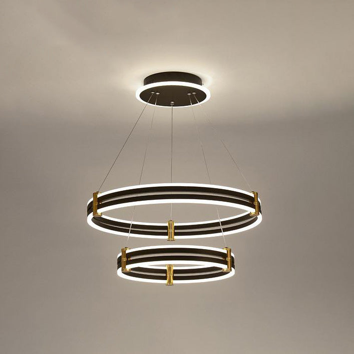 WOMO LED Ring Chandelier Black Modern-WM2172