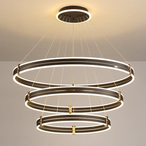 WOMO LED Ring Chandelier Black Modern-WM2172