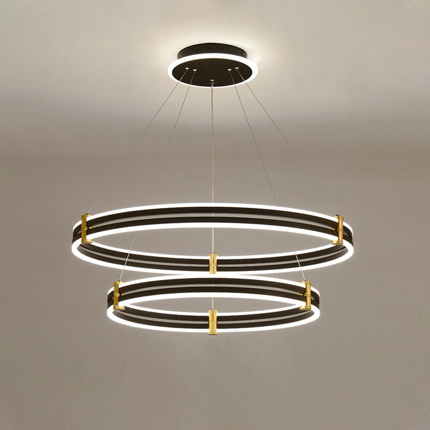 WOMO LED Ring Chandelier Black Modern-WM2172