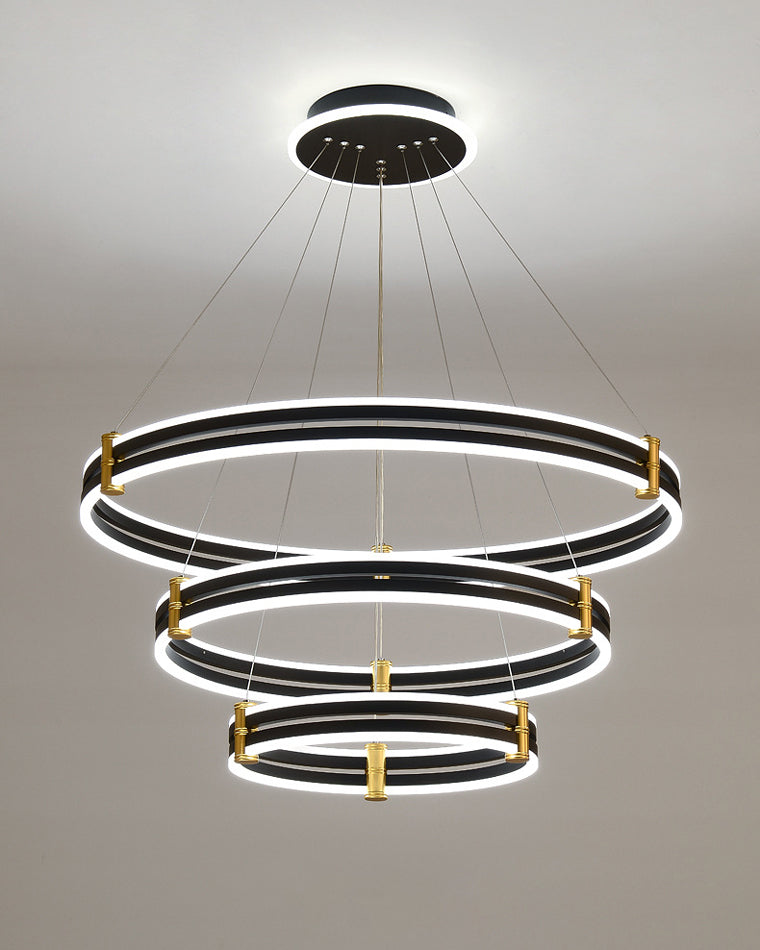 WOMO LED Ring Chandelier Black Modern-WM2172