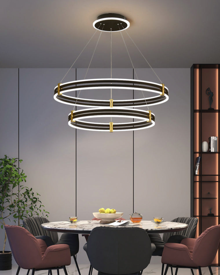 WOMO LED Ring Chandelier Black Modern-WM2172