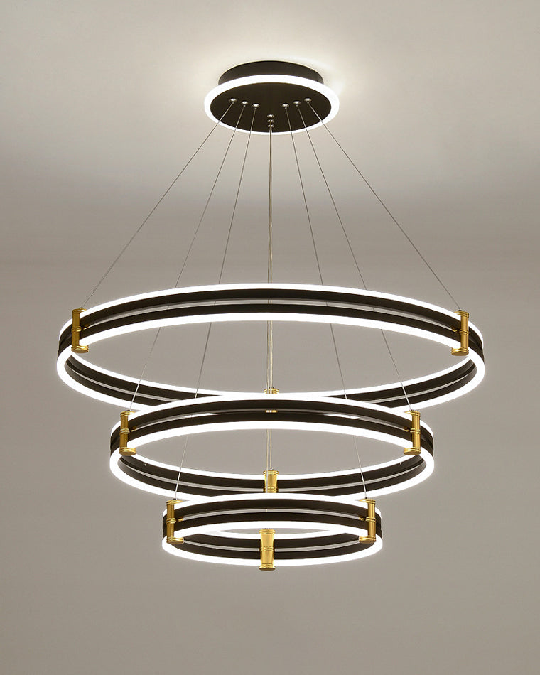 WOMO LED Ring Chandelier Black Modern-WM2172