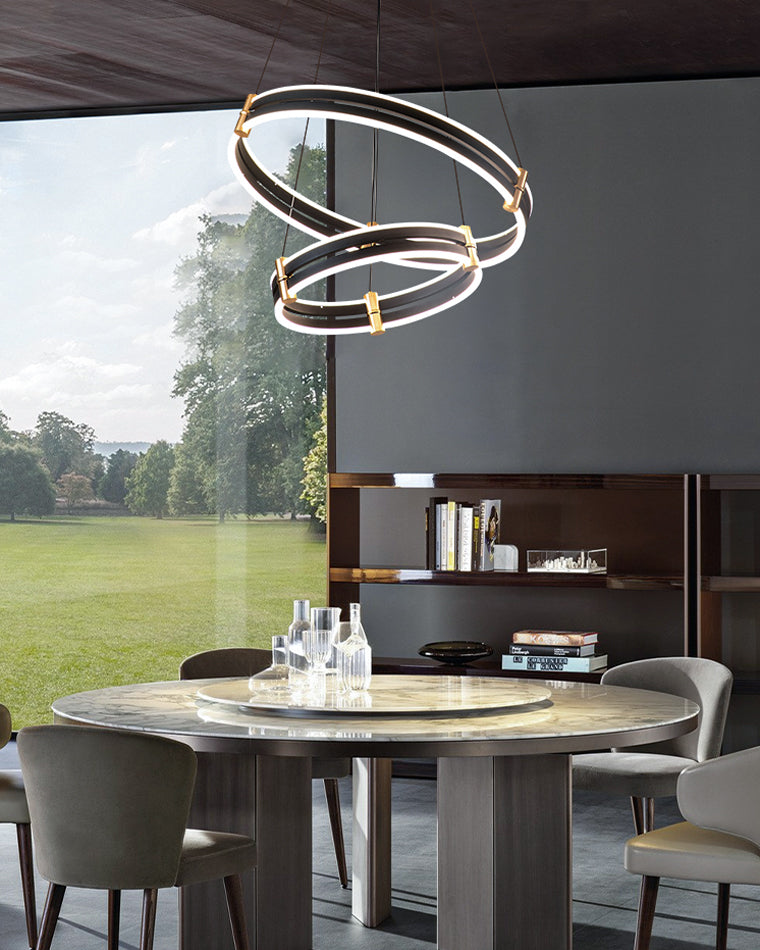 WOMO LED Ring Chandelier Black Modern-WM2172