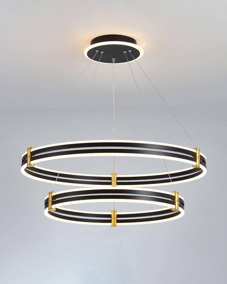 WOMO LED Ring Chandelier Black Modern-WM2172