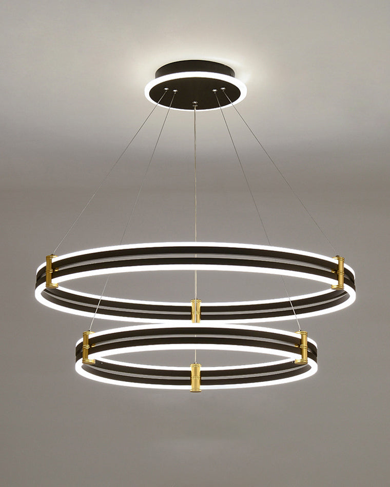WOMO LED Ring Chandelier Black Modern-WM2172